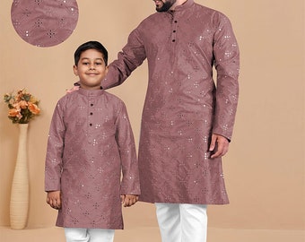 Designer Father Son Kurta Combo Men's Festive Kurta Set Matching Traditional Wear Male Kurta Pajama Pair Boys Kurta Set for Gents Party Wear