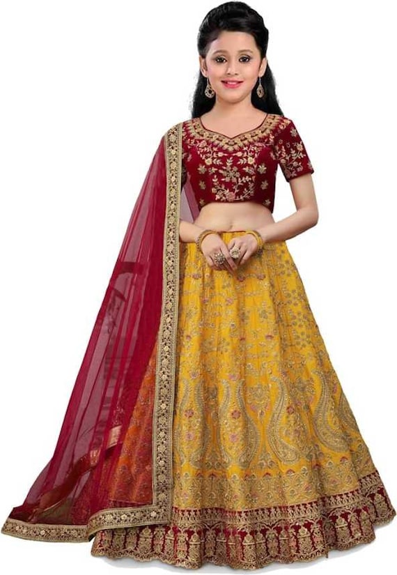 Buy PM FASHION Girl Lehenga Choli Combo Set, Kids Girl Lehenga Choli Combo  Set, 2 Set (9-10 Years, Gray-White) at Amazon.in