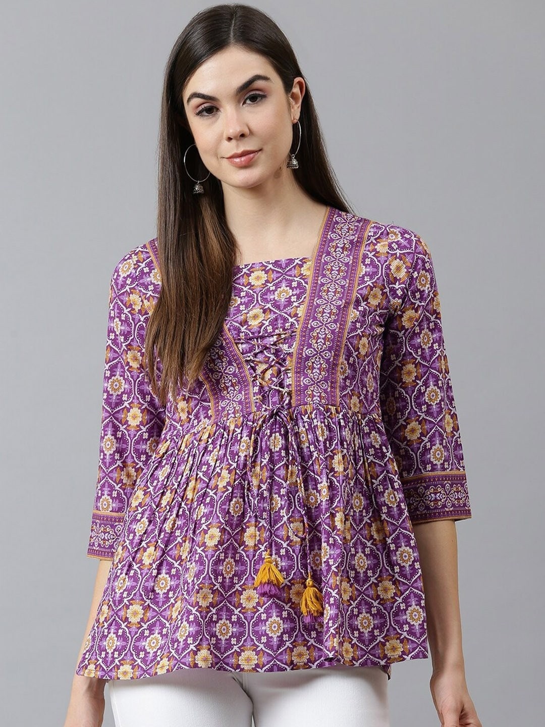 Printed Pure Cotton Tunic With Trouser main image 1