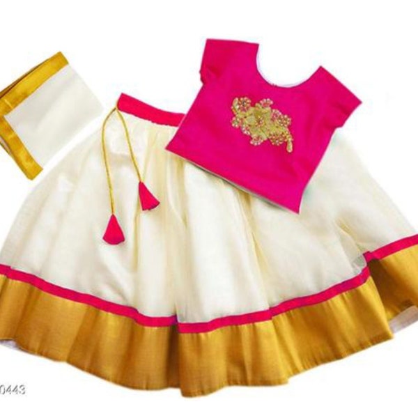 Pattu Pavadai For New Born Baby Kids Lehenga Indian traditional silk Net lehanga choli Indian Lehenga South Pavadai Set Festive Ethnic Wear