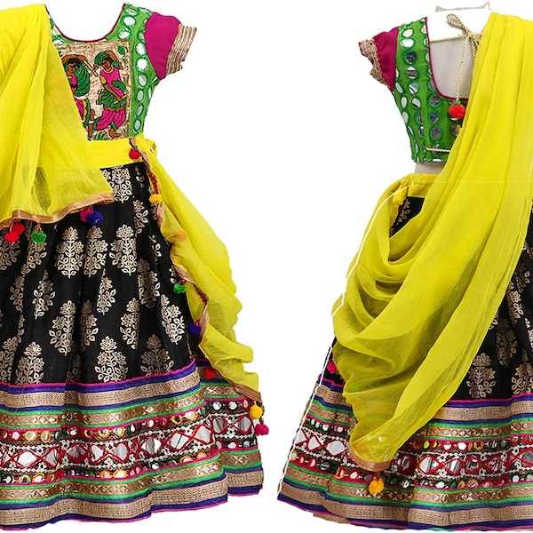 Kids Dress, Mirror Work Cotton Lehanga Choli for Kids Girl Lehenga Choli for Baby Girl's Cotton Lehenga Choli, Radha Lehenga, Chaniya Choli