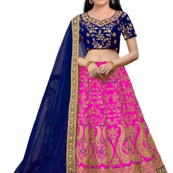 Kids Dress, Indian Kids Girl Dress, Lehenga Choli for Kids Girls, Lehenga Choli, Girl's Taffeta Satin, Semi-Stitched Girl's Lehenga Choli