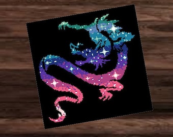 JAPANISCHER DRACHE, Grafik für Fm Häkeldecke, mit geschriebener & Farb-Block Anleitung für Drachendecke