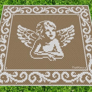 Graphique ANGEL pour couverture au crochet C2C d'un coin à l'autre, motif au crochet avec instructions écrites et de blocs de couleurs pour la couverture d'ange