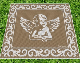 ANGEL - graph for crochet c2c blanket, written & color blocked instructions for corner to corner angelblanket, Angel throw