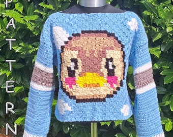 CROCHET PATTERN  * SWEATER MoLLY * c2c duck sweater