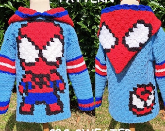 CROCHET PATTERN  * SWEATER SPiDERMAN * C2C hero sweater