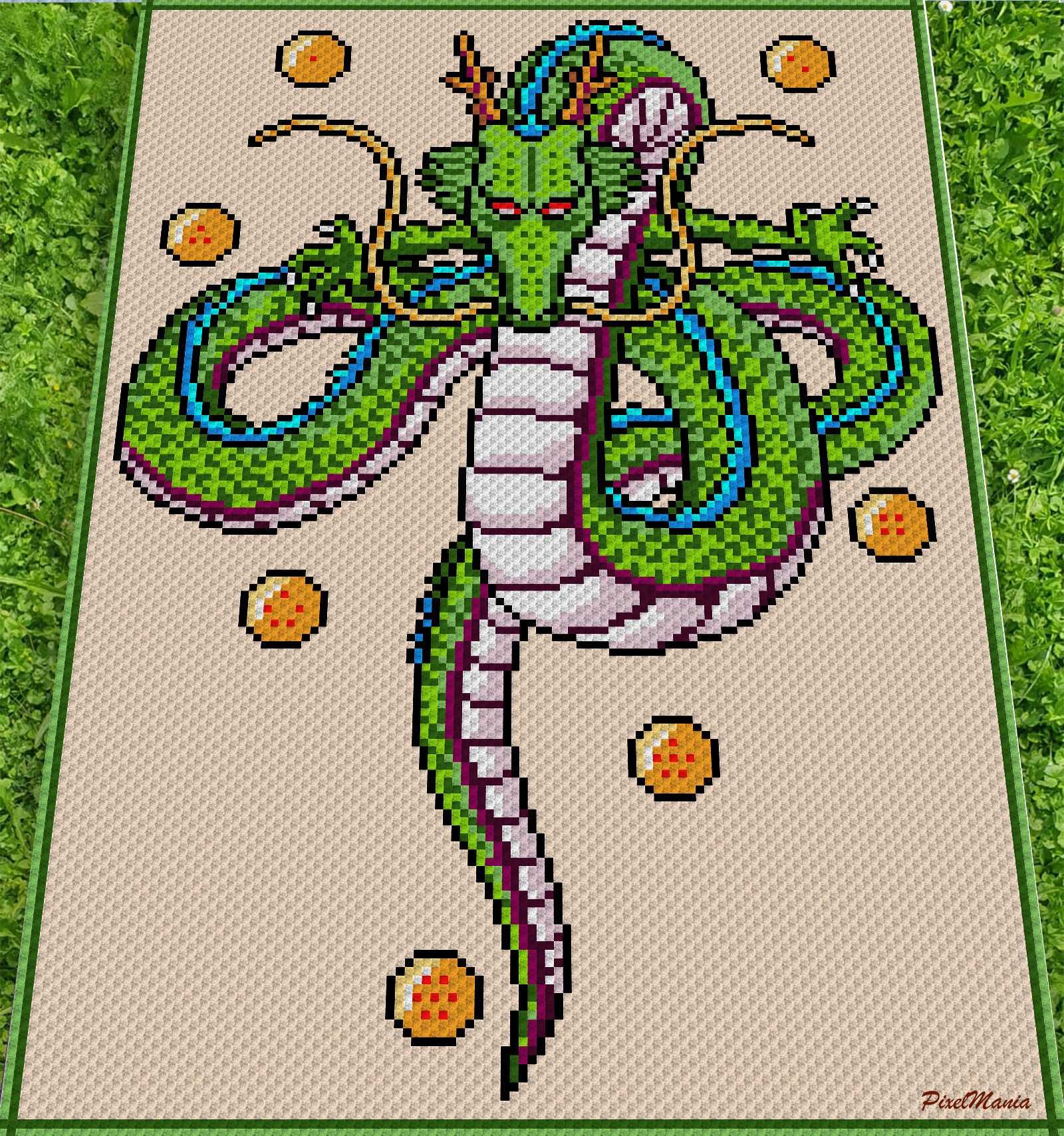 SHENLONG - DRAGONBALL Inspired Blanket, Dragon Graph for Crochet