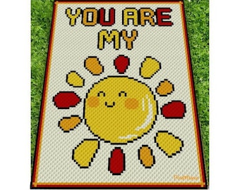 SUN - You are my SUNSHINE - crochet graph for blanket, C2C, written & color blocked instructions for corner to corner,