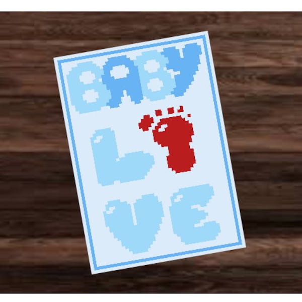 BABY LOVE BOY - graph for crochet sc blanket, hdc, dc, written & color blocked instructions for single crochet babyblanket boy