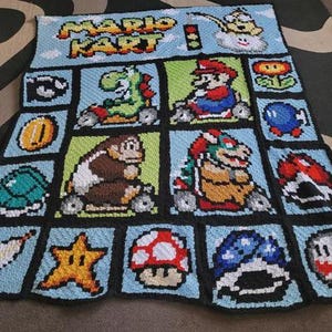 MARIO KART - inspired graph for blanket or pillows, C2C, written instructions for corner to corner, image 14