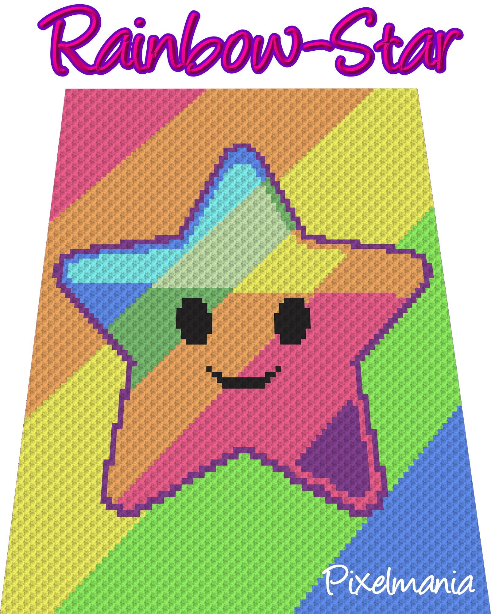 RAINBOW STAR Graph for Crochet C2c Blanket, C2C, Written & Color ...