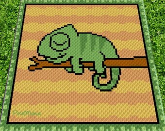 CHAMELEON - graph for crochet c2c blanket, C2C, written & color blocked instructions for corner to corner,