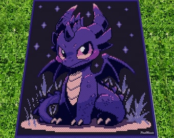 PURPLE DRAGON - NIGHT - graph for c2c crochet blanket