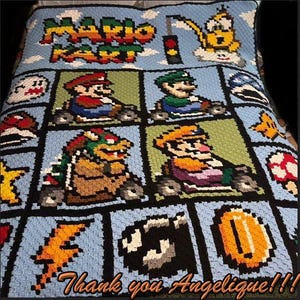 MARIO KART - inspired graph for blanket or pillows, C2C, written instructions for corner to corner, image 10