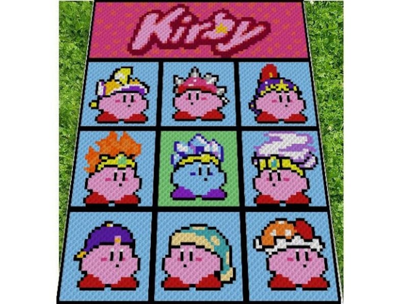 KIRBY Inspired Graph for C2c Crochet Blanket or Pillows, C2C, Written