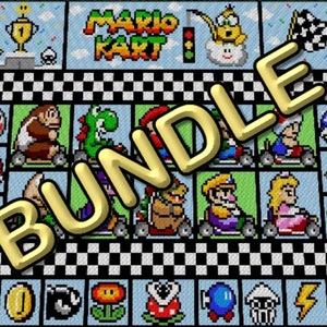 BUNDLE - MARiO KART- XXL Decke - Super Mario inspirierte xxL-Decke, Häkelmuster, Grafik für c2c, Häkeldecke Super Mario, Gamerdecke