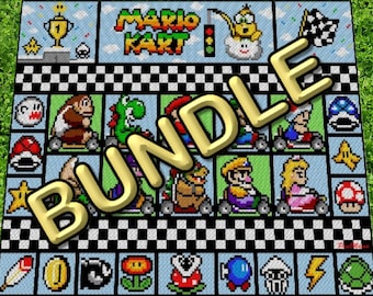 BUNDLE - MARiO KART- XXL Decke - Super Mario inspirierte xxL-Decke, Häkelmuster, Grafik für c2c, Häkeldecke Super Mario, Gamerdecke