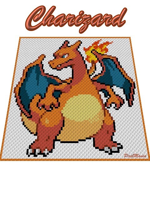 charizard pokemon card blanket CHARIZARD - POKÉMON Inspired Graph for C2C Blanket