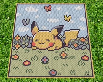 SLEEPING PIKACHU - POKÉMON inspired graph for C2C blanket