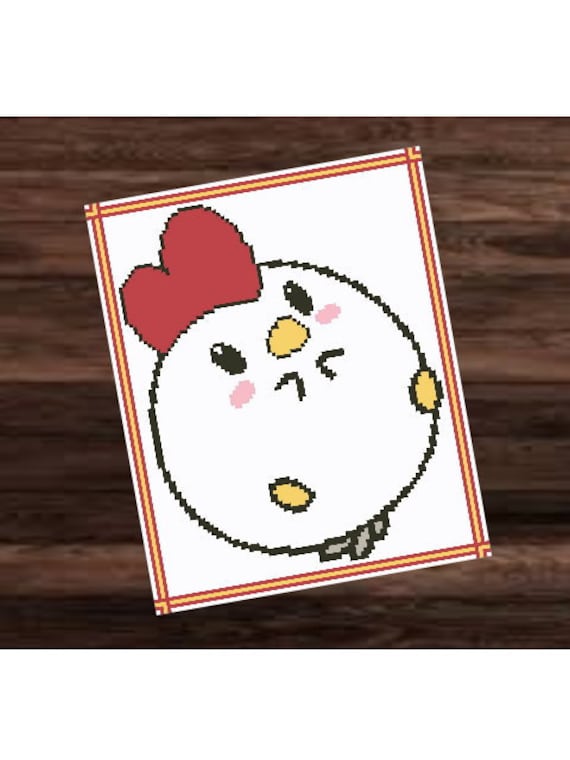 VERRÜCKTES HUHN Häkelmuster, Grafik für Fm, Stb, hStb Häkeldecke, mit geschriebener & Farb-Block Anleitung