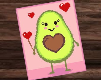 AVODADO GIRL,  crochet graph for blanket, SC, written & color blocked instructions for corner to corner,