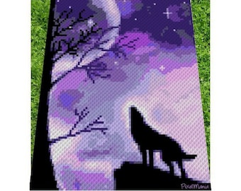 WOLF - graph for crochet c2c blanket, C2C, written & color blocked instructions for corner to corner,