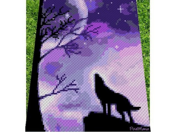 WOLF Graph for Crochet C2c Blanket C2C Written Color Blocked Instructions for Corner to Corner Etsy