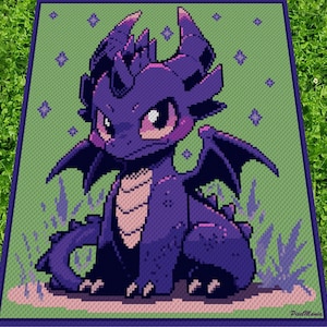 PURPLE DRAGON - DAY, graphique pour couverture au crochet C2C