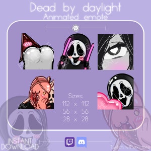 ANIMATED Dead by Daylight Killer emote set - Various DBD Killer emotes for Twitch and Discord [Twerk, Party, Ahegao, Jiggle, Hearts emotes]