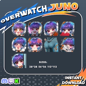 x9 Ovewatch Juno Emote Set for Twitch/Discord & Kick Streaming | Overwatch Cute Emotes