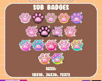 16 distintivi secondari con zampa di gatto carini, perfetti per gli streamer Twitch/Kick!