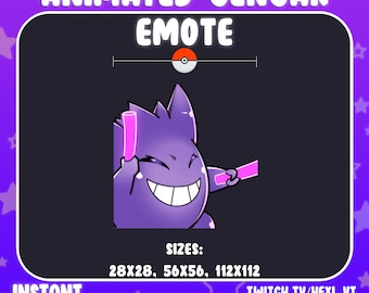 ANIMATED Gengar Rave Dancing | LightStick Party emote for Twitch/Discord & Kick