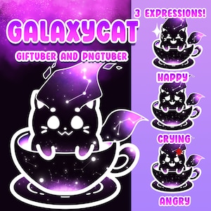 Premade GIFtuber | PNGtuber - Kawaii CoffeeCat for Vtubers w/ 3 expressions for Veadotube mini | Discord Reactive image
