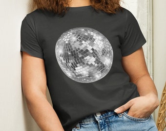 Camiseta con estampado de bola de discoteca, algodón ultrasuave