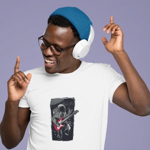 Camiseta de astronauta, camiseta de música, camisa de guitarra