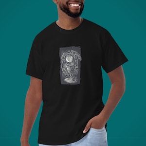 Camiseta de astronauta, camisa blanca y negra