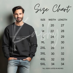 Gildan 18000 Size Chart, Crewneck Sweater Sizing Guide, Gildan Sweatshirt Size Chart