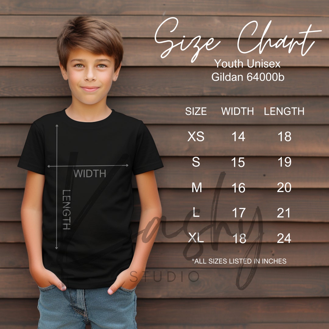 Gildan 64000b Size Chart, Boy Youth Sizing Guide, Gildan Shirt Size ...