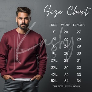 Gildan 18000 Size Chart, Crewneck Sweater Sizing Guide, Gildan Sweatshirt Size Chart