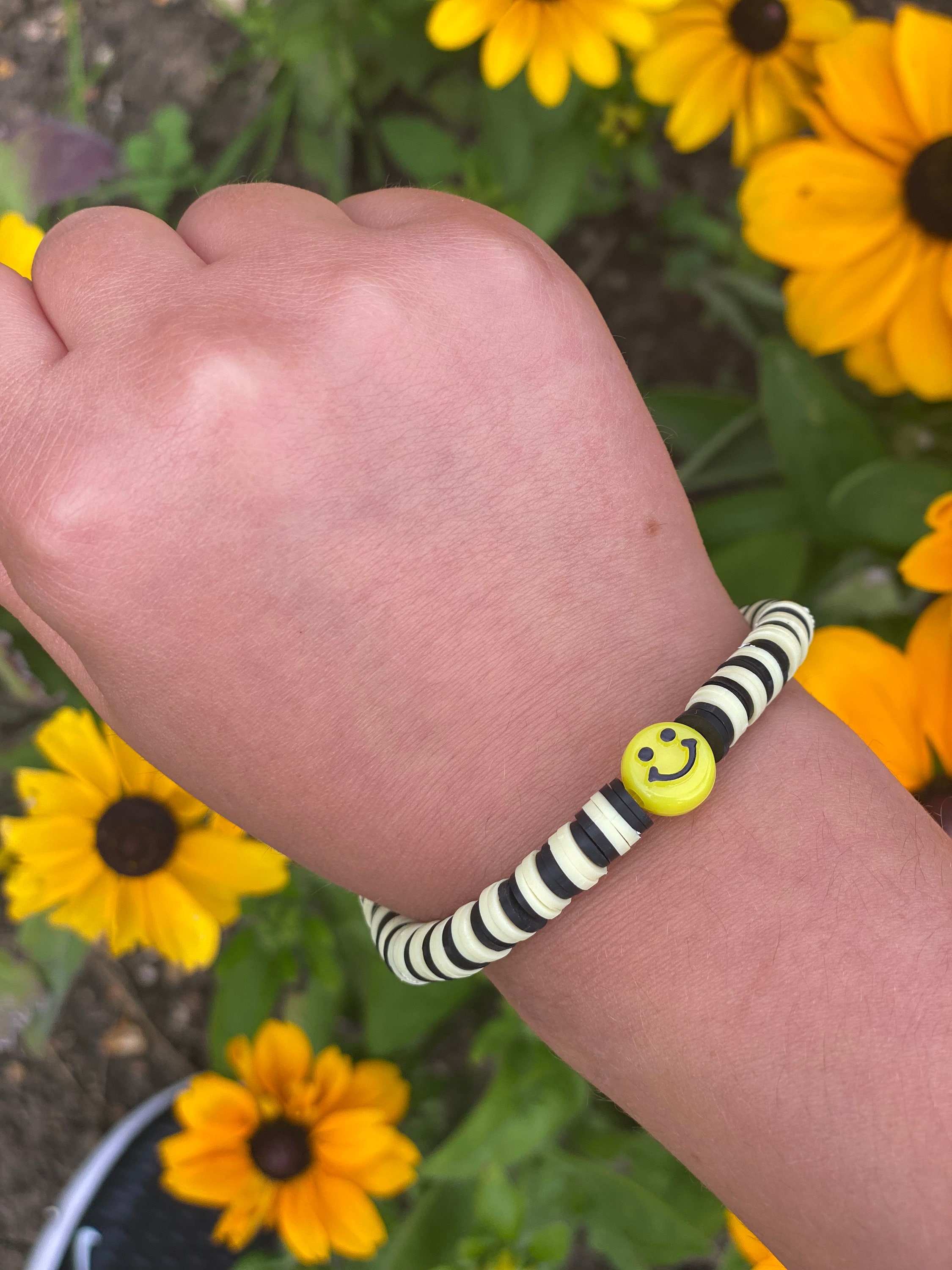 Preppy clay bead bracelet Honey | Etsy