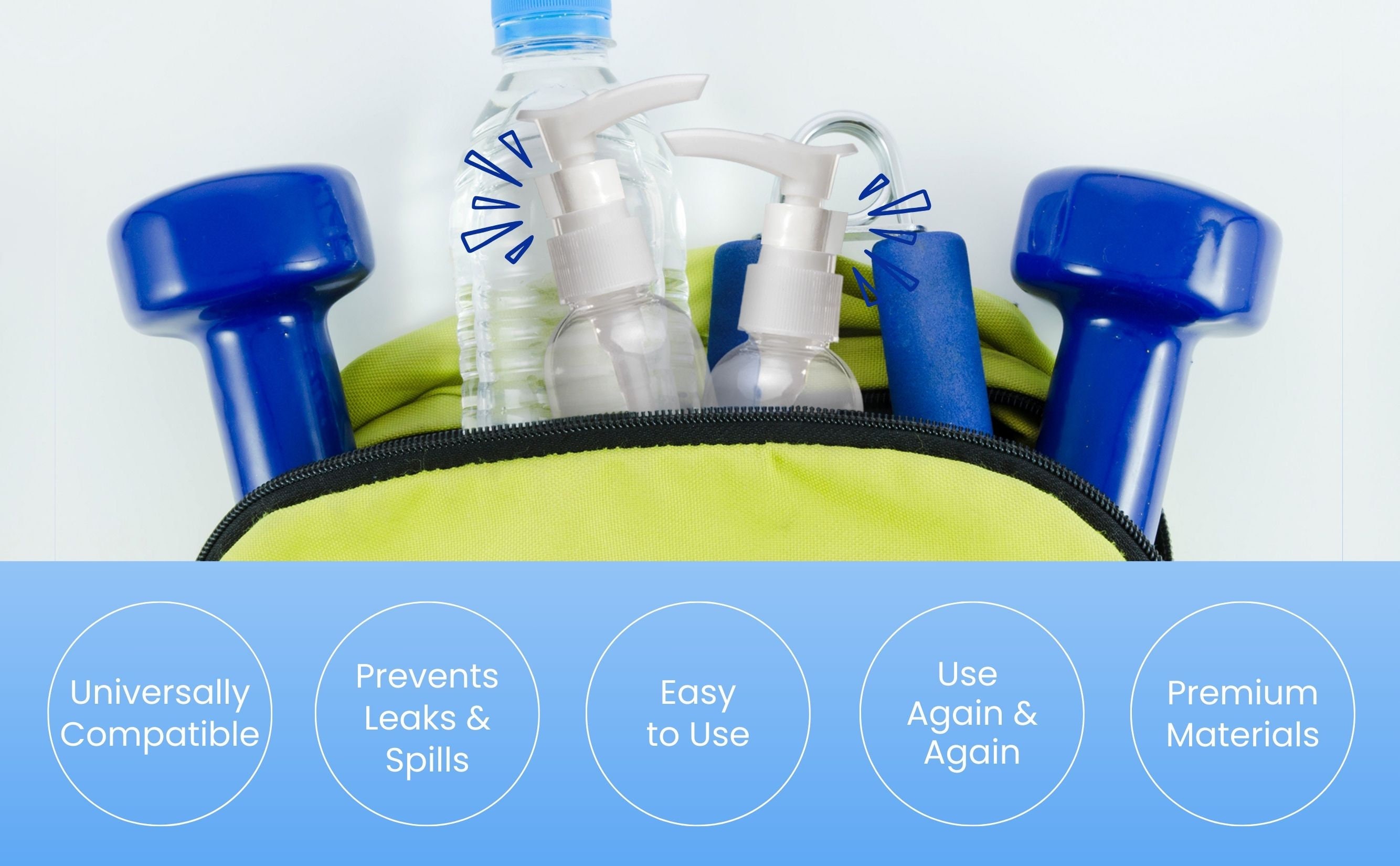 Pump Lock 2pcs Ultimate Leak Prevention for Travel Bottles or Your