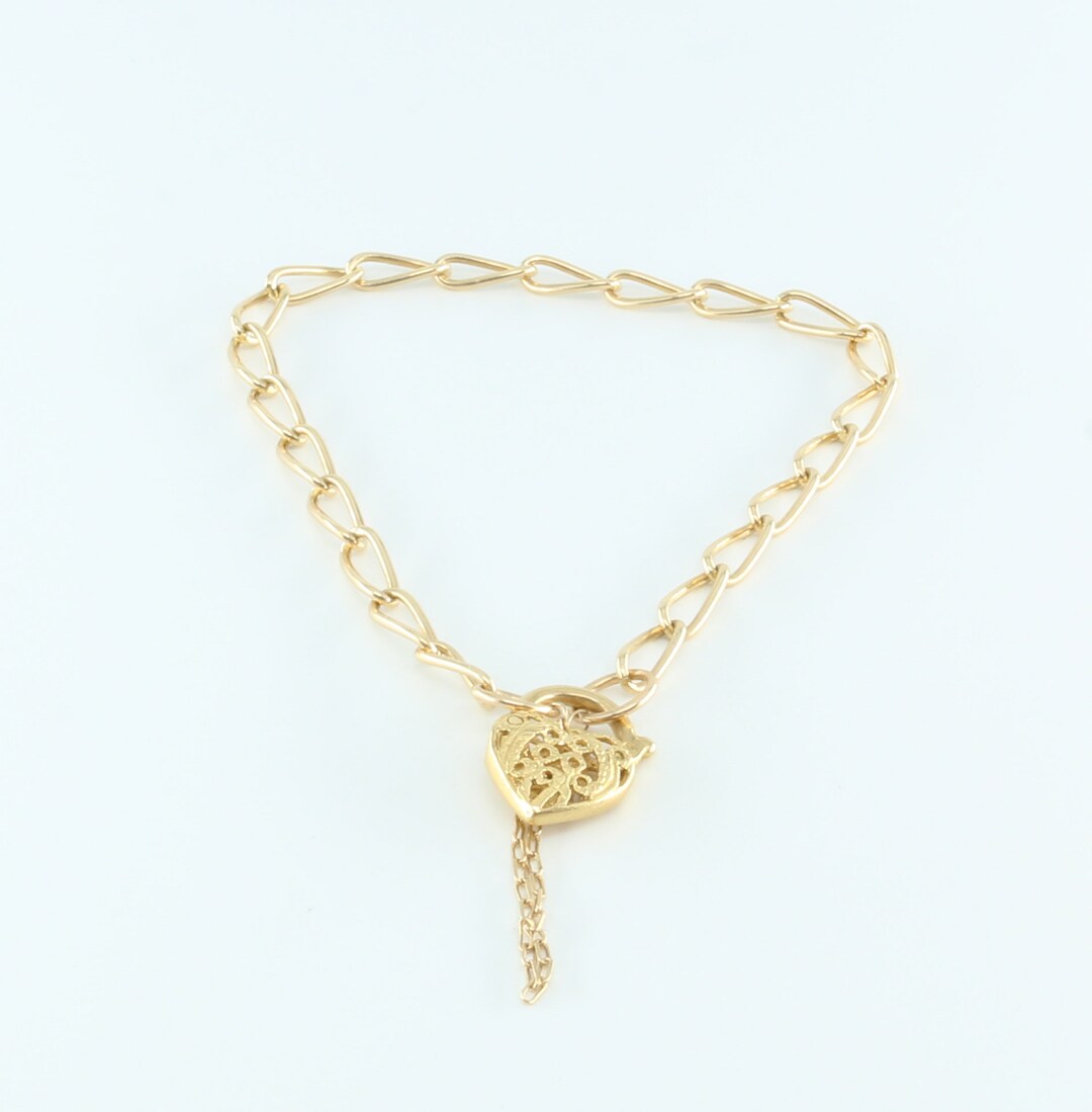 Solid 9ct Yellow Gold Bracelet & Safety Chain With 18ct Gold Etsy