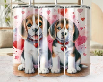 20oz skinny tumbler wraps, dog lover gifts, sublimation design png, Sublimation Tumbler Wrap PNG, Puppy Love, Tumbler Wrap for Dogs