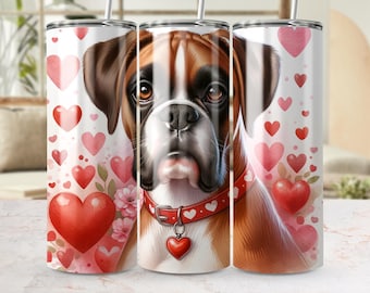 Dog Lover Tumbler Wrap Sublimation Design, 20oz Skinny Tumbler PNG, Commercial Use Digital Download, Cute Dog Heart Pattern