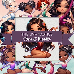 Gymnastics Clipart – 40 High-Quality PNG Images, Gymnast Girl, Digital Download for Invitations