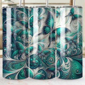 3D Butterflies Sublimation Designs Commercial Use Skinny Tumbler Straight Skinny Design Sublimation 20 oz