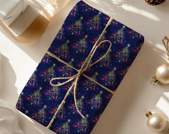 Weihnachtsbaum Geschenkpapier, Feiertagsmuster, festliche Geschenkverpackung, elegantes Weihnachtsdesign, dekorative Papierbögen
