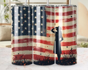 Vintage USA Flagge 20 Unzen Skinny Tumbler Wraps, 4