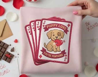 Biglietto di San Valentino personalizzato con un cane che raffigura un cucciolo innamorato, simpatici cani con cuore e fantastici file PNG scaricabili.